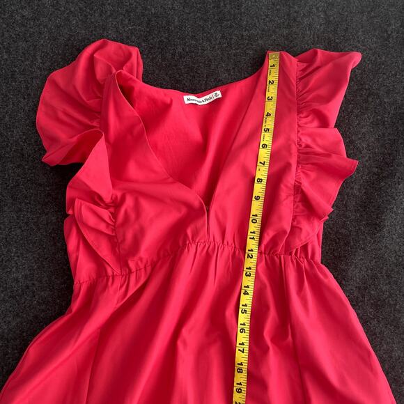 Abercrombie & Fitch Fluter Sleeve Tiered Dress M Pink - Picture 15 of 16